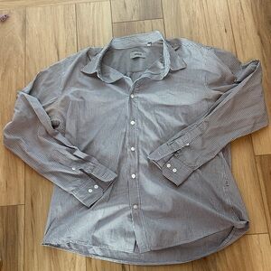 Men's Striped Button-Down Shirt - Blue/Brown